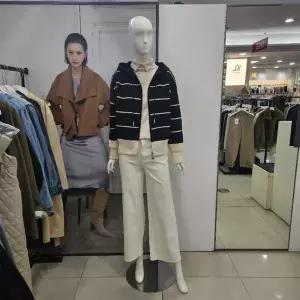 [하프클럽/]Ab.f.z DP01 줄무뉘집업후드밍크가디건 AFZ4HY40