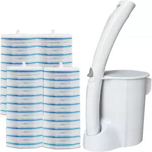 일회용 변기 브러시 40개 리필 스러버 패드 벽걸이 홀더 세트 청소 시스템 스타터 키트 지팡이 문지르기