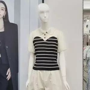 [하프클럽/]Abfz DP01 퍼프소매 배색 카라 니트 AFY3HW35