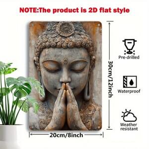 주석 표시, 빈티지 황금 잎 부처님 알루미늄 벽 가정 및 정원을 위한 복고풍 금속 장식, 방 장식에 적합