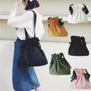 [라일리] Rly 여성 리본 셔링 복조리 숄더백 캔버스 캔버스백