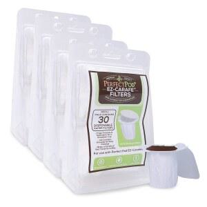 특허받은 상단 뚜껑이 있는 완벽한 4팩(120개 카라페 포드 필터 큐리그 K-카라페 2.0 재사용 가능한 커피 필터) 종이 일회용