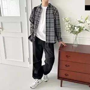 [리빌모아]남자 오버핏 체크 데일리 빅사이즈 남방 셔츠 DJ-SH-SGQQSF1039M