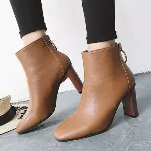 스웨이드 앵클부츠 사각코 부티힐 클래식무드