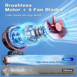 Hipacool 차량용 냉각 클램프 팬 2000mAh USB 충전식 브러시리스 쿨러 900 ° 회전식 휴대용 도구 전자기