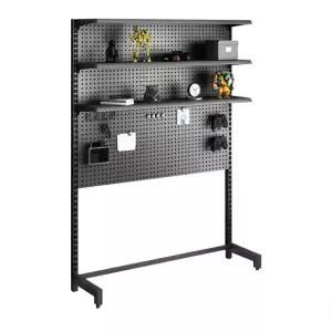 철제 타공판 스탠드 진열대 블랙 구멍 타공 보드 페그보드 66x35x190cm 걸이 선