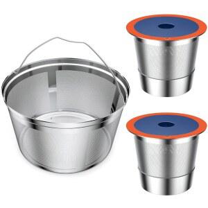 큐리그 K 듀오를 위한 재사용 듀오 및 컵 커피 8-12 필터 가능한 브루어스 스테인리스 메이커를 스틸 1개 바구니 K-듀오 2팩