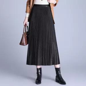 여자 쉬폰 스커트 플리츠 가을 허리밴딩 캐주얼 롱 원픽3
