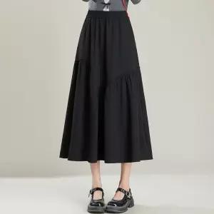 여자 쉬폰 스커트 언밸런스 플리츠 밴딩 A라인 가을 원픽3