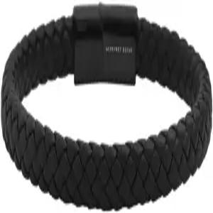 제프리 빈 남성용 땋은 정품 가죽 팔찌 스테인리스 스틸 잠금장치 포함