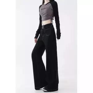 여친 바지 블랙 겨울 가을 배기핏 청바지 하이웨스트 와이드 빅사이즈 배핏 슬림핏 원픽3