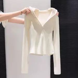 여성용 초가을 상의 후드 슬림핏 반집업 긴팔 티 후드티 데일리 SPO마켓3