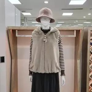 [하프클럽/] DP01 페이크 퍼 후드 집업 베스트 YPW6D03