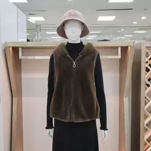 [하프클럽/] DP01 인조밍크 퍼 후드 집업 베스트 YQWP6102