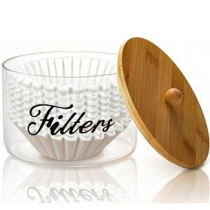 대나무 뚜껑이 있는 시디두 커피 액세서리용 카페 카운터용 유리 K컵 주방 용기 대형 투명 바 디스펜서 조리대 포드 홀더 보관 필터 바구니