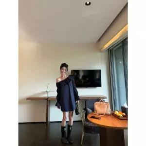 여자 원피스 스커트 쉬폰 예쁜 프렌치한 A라인 루즈핏 숄더 프릴 SPO마켓3