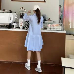 쉬폰 드레스 예쁜 솔리드 긴팔 프릴 셔츠 원피스 여사친 가을 SPO마켓3