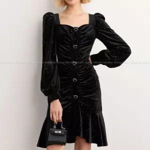 여성 원피스 치마 슬림핏 셔링 유럽풍 예쁜 프렌치 쉬폰 벨벳 머메이드 주름 SPO마켓1