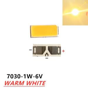50 개/몫 SMD LED 7030 6V 웜 화이트 100-110LM 3000-3200K
