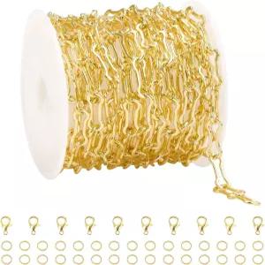 점프 링과 랍스터 걸쇠로 18K 금도금 체인 롤본 링크를 만드는 주얼리용 9.8피트 유베이이