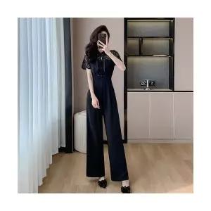 블랙 슈트 색 검은 점프 점프슈트 와이드 여성패션 DL5