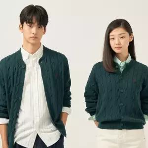 국내매장품 빈폴 코튼 케이블 라운드 카디건 - 그린 BC585AC18M 299824