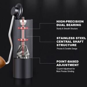 수동 커피 그라인더 스테인레스 스틸 원추형 버 조정 가능한 설정 고품질 휴대용 핸드