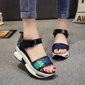 191508 퉁굽샌들 여성샌들 여자샌들 스트랩샌들 웨지샌들 여름슬리퍼 여성쪼리 플랫샌들