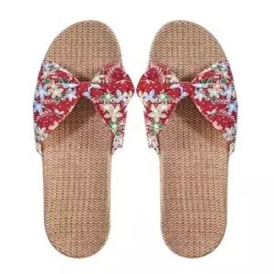 여름 사무실 비치 가벼운 린넨 마슬리퍼 러블리 리본 여름 마슬리퍼 린넨 해변 사무실