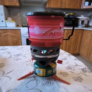APG 야외 휴대용 요리 시스템 하이킹 캠핑 스토브 열교환기 냄비 프로판 가스 버너