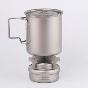 Lixada 야외 티타늄 알코올 스토브 및 랙 콤보 세트 크로스 스탠드 지지대가 있는 초경량 액체