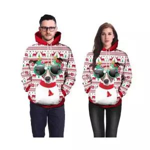 여성 티 후드 스웨터 커플 크리스마스 프린트 추동 원템3