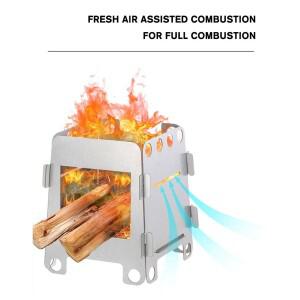 야외 하이킹 여행용 접이식 캠핑 나무 스토브, 스테인레스 스틸 경량 장작 휴대용 바베큐 피크닉 I4T2