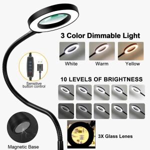 Toolour 자기 돕는 손 납땜 도구 3X 돋보기 램프 전자 수리를위한 세 번째