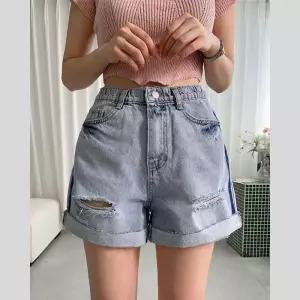 [바이어스]A라인 워싱 밴딩 데님 숏 청 반바지 롤업 팬츠 코디 (16477705A)