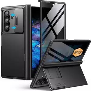 프라이버시 화면 보호 기능이 있는 Z 폴드 7 케이스 안티 스파이 숨겨진 킥스탠드 및 슬라이드 카메라