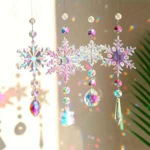 4개입 절묘한 크리스탈 눈송이 장식품 - 크리스마스 트리, 파티 호의, 기념일을 위한 우아한 겨울