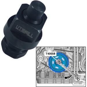 T40058 Audi 6 Cyl용 크랭크샤프트 터닝 소켓. 2.4L 및 3.2L FSI, A6 05+, A8 03+