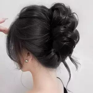 웨이브 올림머리 집게핀 가발 내추럴블랙 당고머리