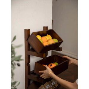 베이커리 도톰 이중핸드 진열대 단단한 원목 3단 베이직] 선반 주방 야채 다기선반