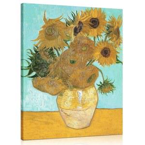 반 고흐 캔버스 월 아트: 열두 개의 해바라기 유화 그림 재현 침실 장식, 유명한 아트 프린트 꽃 예술 포스터 홈 데코 12인치 x 15인치