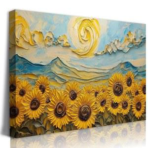 LSXARTQQ 대형 해바라기 캔버스 벽 아트 현대 거실 페인팅 장식 추상 노란 꽃 그림 인쇄 소박한 농가 침실 홈 오피스 욕실 풍경 아트워크 (12x16인치)