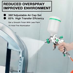 높은 분무 HVLP 전문 스프레이 건 1.4mm 2.0mm 홈 무선 에어 휴대용 자동차 페인트 키트 도구