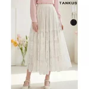 탱커스 55-77 여성 레이스 밴딩 롱 스커트