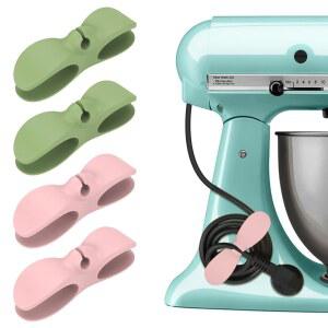 주방 가전제품용 코드 정리함 - 케이블 홀더 와인더 정리함에 4PCS 정리함이 부착됨 주방용 믹서, 커피 메이커, 압력솥 액세서리(MIX D)에