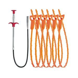 헤어 드레인 막힘 제거 도구 u2013 6 25 인치 싱크 스네이크 + 1 24 클리너 도구, 샤워용 배관 스네이크, 화장실, 주방 싱크대 및 욕조 7피스 제모 세트