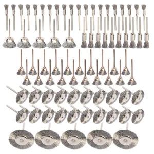 회전 공구용 고품질 80개 공구 와이어 브러시 세트 스테인리스 스틸 휠 펜 키트 액세서리 기계용 녹 제거용