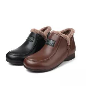 여성패션 미들부츠 겨울 미끄럼 방지 엄마룩 슈즈 면화 기모 통굽 구두 스노 부츠 DL4