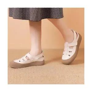 여성패션 스트랩 샌들 리얼 가죽 스포츠 여름 겉옷 풀오버 통굽 소 빈티지 로마 다옴2 DL5