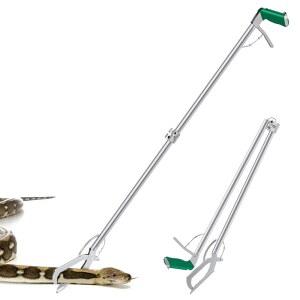 GYORGKSHI 60 u201C 뱀 집게 접이식 그래버, 전문 파충류 뱀잡이 넓은 턱 손잡이 도구, 스테인리스 스틸 고리